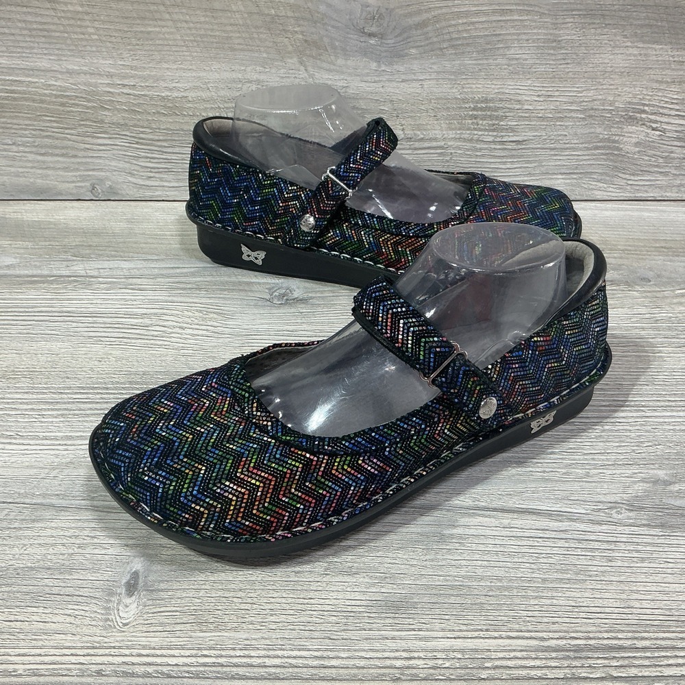 Alegria Belle Ric Rack Rainbow EU 41 US 10.5 Colorful Chevron Mary Janes Vegan - Picture 7 of 12